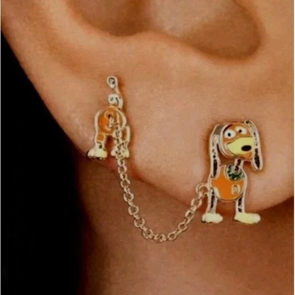Disney Pixar Toy Story Slink Slinky Dog Dachshund Baublebar 2-Hole Earrings - Picture 6 of 6